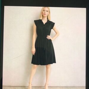 New ELIE TAHARI PLEATED BELTED SLEEVELESS DRESS